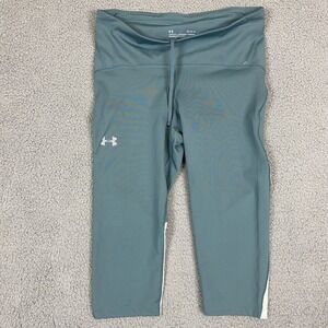 Under Armour Pants Womens L Teal Tight Cropped Compression Heat Gear‎ Gym Run